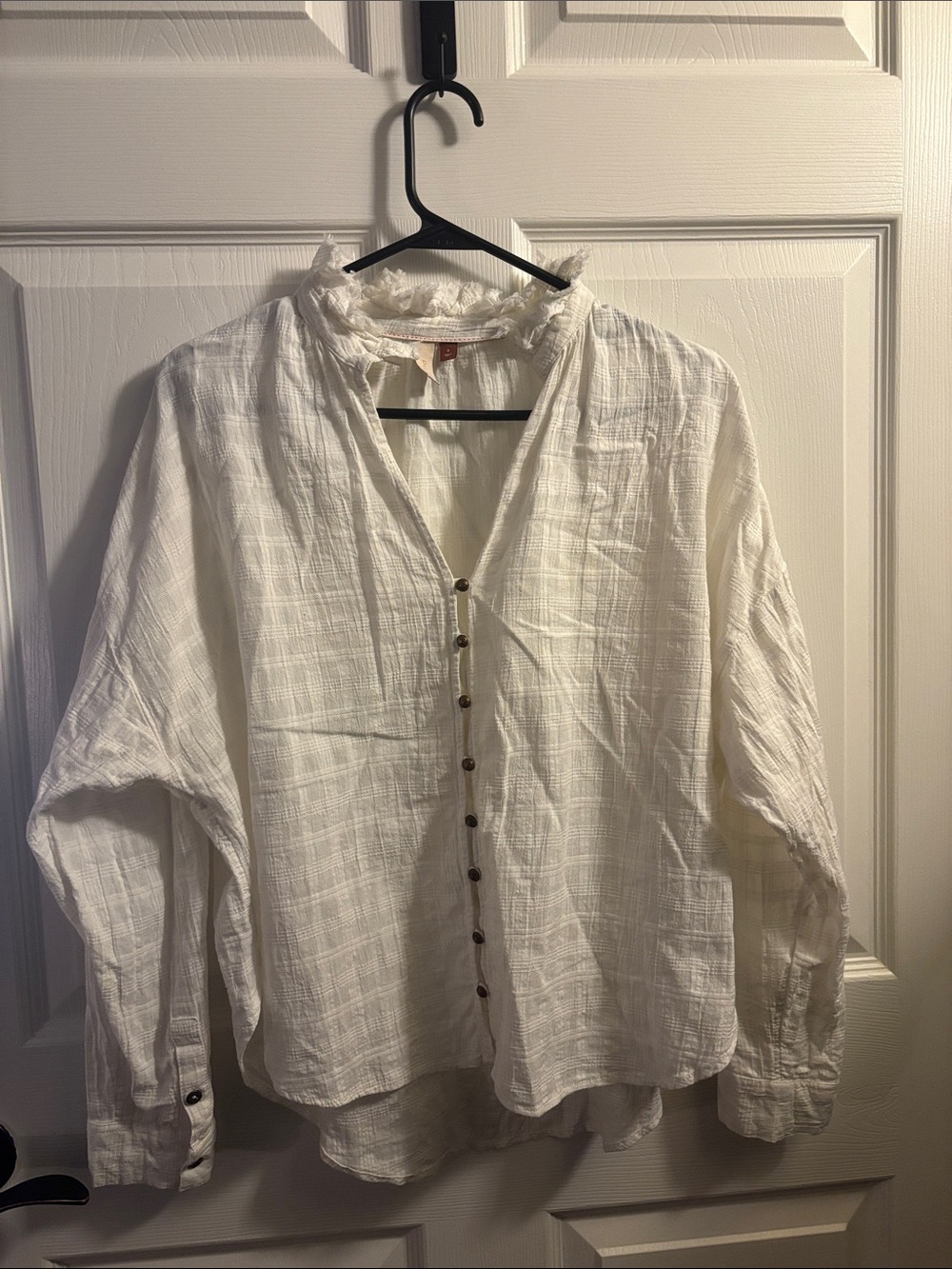 Pilcro White Crinkled Button-Down Blouse
